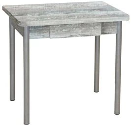 Эко 80х60 стол обеденный раскладной с ящиком / бетон темный/металлик