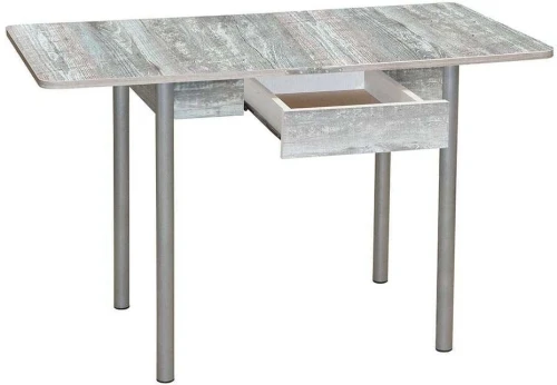 Эко 80х60 стол обеденный раскладной с ящиком / бетон темный/металлик