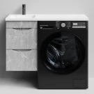 Тумба Смайл 100 подвесной, под стиральную машину, левая, Мрамор Белый софт тач 4044-2 Vodok с раковиной в комплекте Тумба Смайл 100 подвесной, под стиральную машину, левая, Мрамор Белый софт тач 4044-2 Vodok с раковиной в комплекте