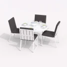 Обеденная группа DIVA GIRA  каркас белый / стол стекло диа 110 / ткань антрацит