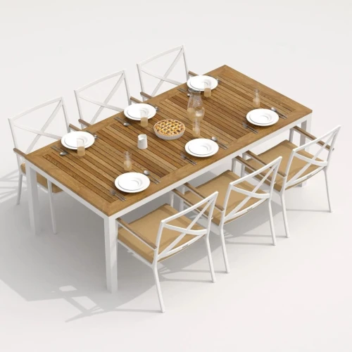 Стол обеденный TELLA  из тика 200x100 белый