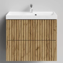 Тумба Тач 70 подвесной, Дуб Тортуга ПВХ 2357-43 Vodok с раковиной в комплекте