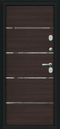 Входная дверь BRAVO Thermo Лайн Букле черное/Wenge Veralinga 