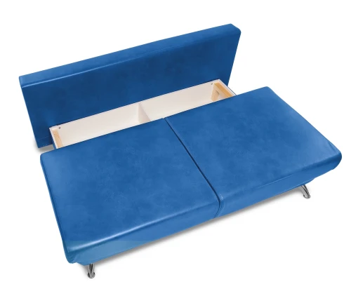 Диван еврокнижка Оливер мини, замша синяя,145