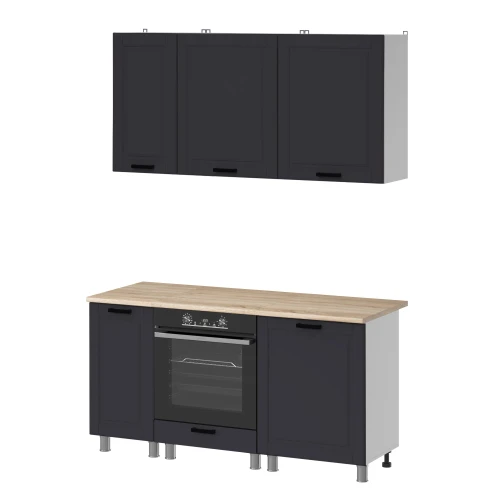 Готовый кухонный гарнитур МК Аленушка 1,6м в.6 Астра Сталь,скоба черный,сонома