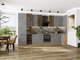 Кухонный гарнитур Флэт-05 Temple Stone 2S-Дуб Вотан