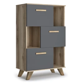 Шкаф низкий с нишами Вега Скандинавия, серый