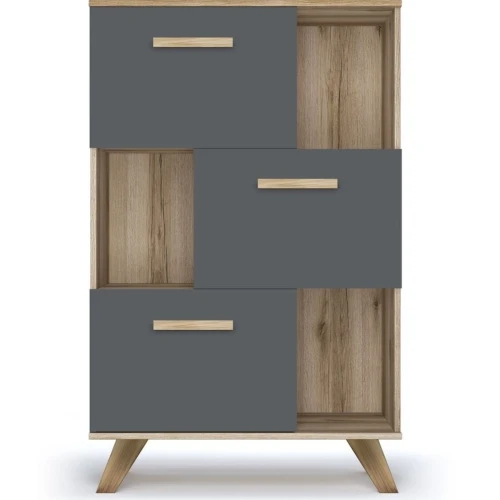 Шкаф низкий с нишами Вега Скандинавия, серый
