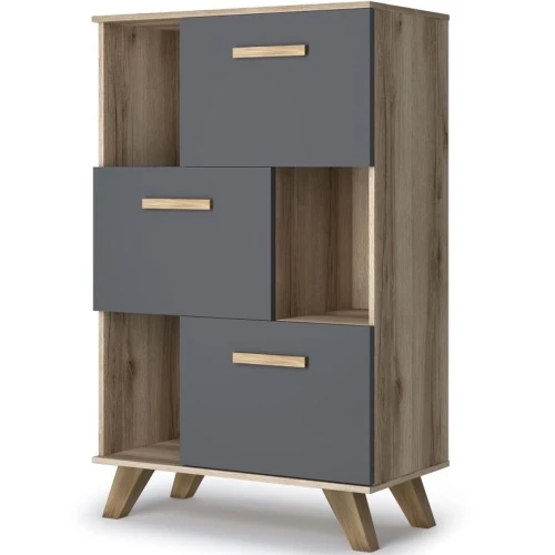 Шкаф низкий с нишами Вега Скандинавия, серый