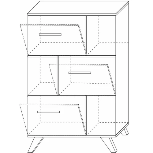 Шкаф низкий с нишами Вега Скандинавия, серый