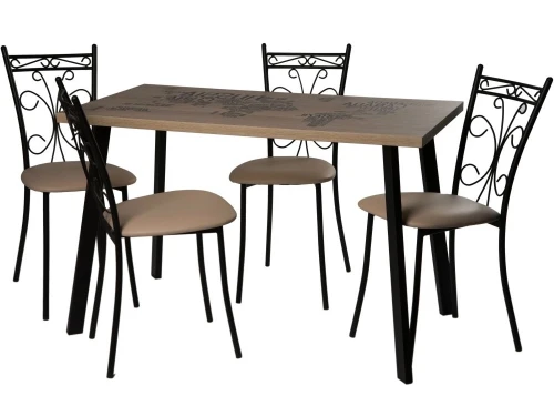 Стол М95 «Бремор» ДП1-02-08 ЛДСП «Эврика», фотопечать «Карта мира», черный матовый