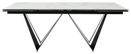 Стол RIETI 200 KL-99 Белый мрамор матовый, итальянская керамика / черный каркас, ®DISAUR