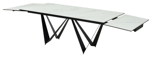Стол RIETI 200 KL-99 Белый мрамор матовый, итальянская керамика / черный каркас, ®DISAUR