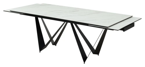 Стол RIETI 200 KL-99 Белый мрамор матовый, итальянская керамика / черный каркас, ®DISAUR