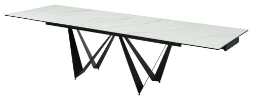 Стол RIETI 200 KL-99 Белый мрамор матовый, итальянская керамика / черный каркас, ®DISAUR