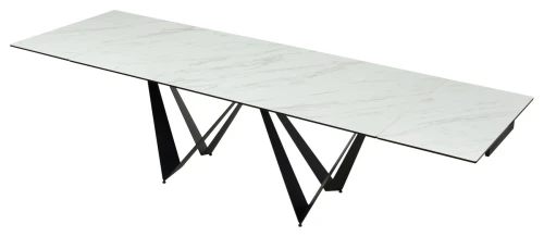Стол RIETI 200 KL-99 Белый мрамор матовый, итальянская керамика / черный каркас, ®DISAUR