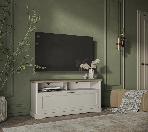 TOSCANA NEW, Тумба RTV 1D2N. Цвет ПЕРСИДСКИЙ ЖЕМЧУГ/КАНЬОН