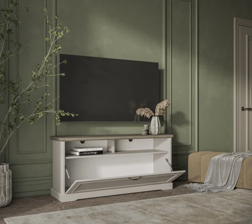 TOSCANA NEW, Тумба RTV 1D2N. Цвет ПЕРСИДСКИЙ ЖЕМЧУГ/КАНЬОН