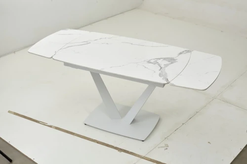 Стол ALATRI 120 GLOSS STATUARIO WHITE SOLID CERAMIC / WHITE, ®DISAUR