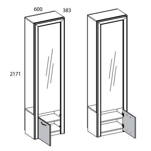 Шкаф 1DZ, OLIVIA, цвет вудлайн крем/дуб анкона