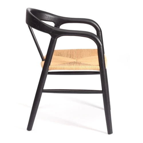 Стул VALI дерево вяз/бечевка, черный, 50х46х77 см