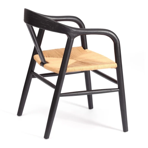 Стул VALI дерево вяз/бечевка, черный, 50х46х77 см