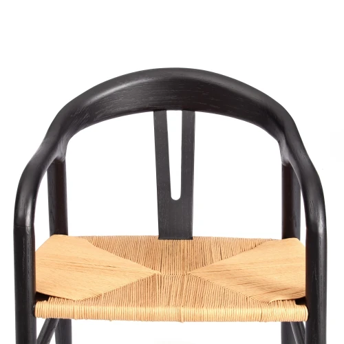Стул VALI дерево вяз/бечевка, черный, 50х46х77 см