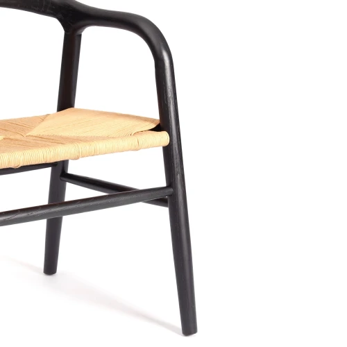 Стул VALI дерево вяз/бечевка, черный, 50х46х77 см