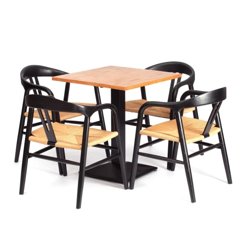 Стул VALI дерево вяз/бечевка, черный, 50х46х77 см