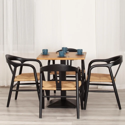 Стул VALI дерево вяз/бечевка, черный, 50х46х77 см