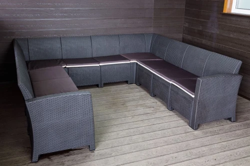 Садовый диван угловой П-образный Калифорния «California» на 10 мест с подушками на сиденье