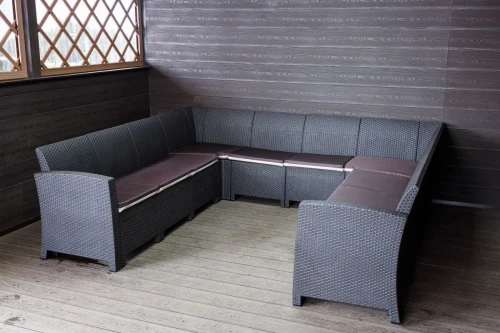 Садовый диван угловой П-образный Калифорния «California» на 10 мест с подушками на сиденье