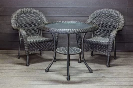 Садовый комплект из искусственного ротанга Мэдисон НЬЮ (Medison NEW) стол круглый D90 + 2 кресла без подушек