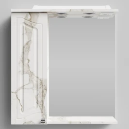 Зеркало Адам 65, Мрамор Белый натур милк ПВХ 2537, левая