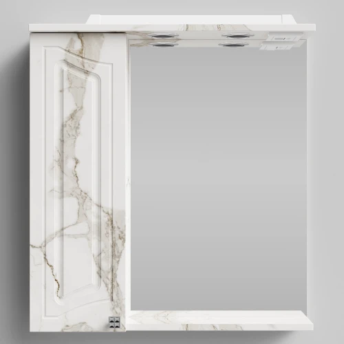 Зеркало Адам 65, Мрамор Белый натур милк ПВХ 2537, левая