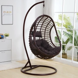 Подвесное кресло из искусственного ротанга кокон овал цвет коричневый