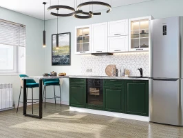 Готовый кухонный гарнитур Дублин-03 Special White/Special Green Белый