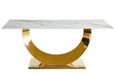 Стол обеденный Прайм IST-801, 180х90х76 см, жемчужный белый/золотой