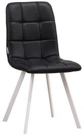 C919/DC809 Стул мягкий, ЧЕРНЫЙ#18-25 экокожа, каркас металл белый КВАДРАТ