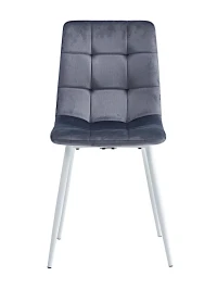 DC209 Стул мягкий, ТЕМНО-СЕРЫЙ#G62-40 велюр, каркас металл белый КРУГЛЫЙ