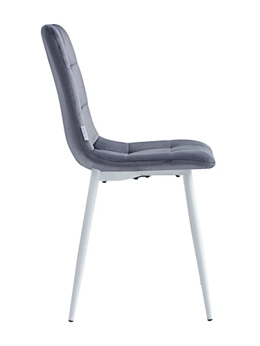 DC209 Стул мягкий, ТЕМНО-СЕРЫЙ#G62-40 велюр, каркас металл белый КРУГЛЫЙ