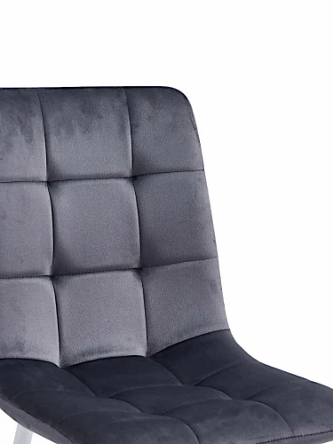 DC209 Стул мягкий, ТЕМНО-СЕРЫЙ#G62-40 велюр, каркас металл белый КРУГЛЫЙ