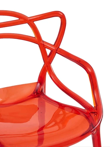 DC459 Стул пластиковый литой, прозрачный КРАСНЫЙ
