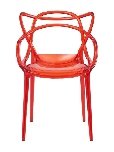 DC459 Стул пластиковый литой, прозрачный КРАСНЫЙ