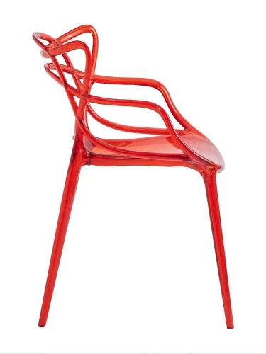 DC459 Стул пластиковый литой, прозрачный КРАСНЫЙ