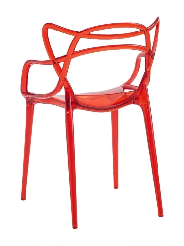 DC459 Стул пластиковый литой, прозрачный КРАСНЫЙ