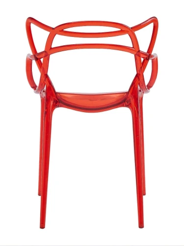 DC459 Стул пластиковый литой, прозрачный КРАСНЫЙ