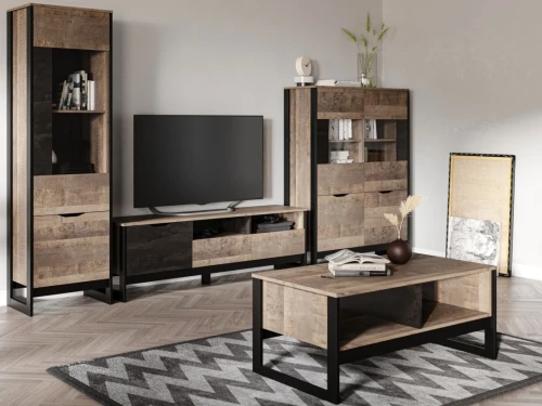 Гостиная «Стокгольм-2», Дуб гранж песочный/железный камень