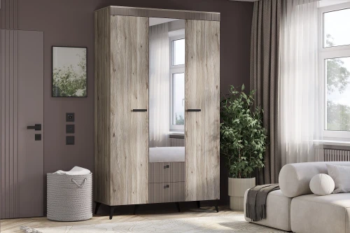 Шкаф 3-х створчатый Кассандра ШК-08, Дуб смоки, MF14