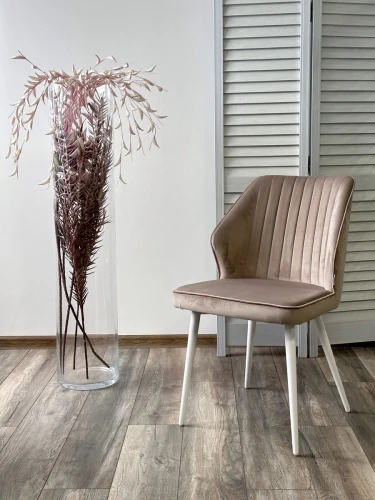 Стул SEATTLE-V ЛАТТЕ #25, велюр / белый каркас М-City